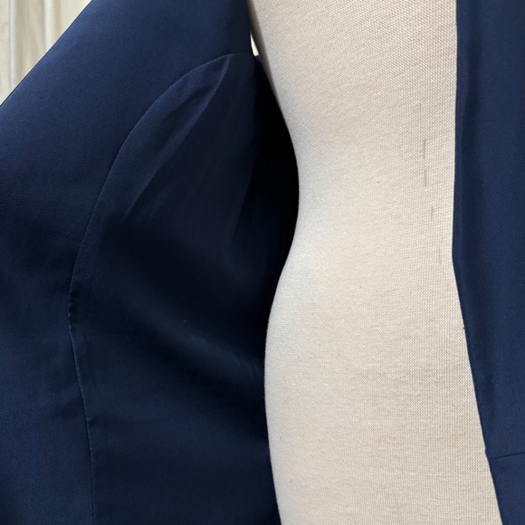 White House Black Market Women Navy Blue Sleeveless Open Tuxedo Lined Vest Sz 12 - Picture 5 of 14